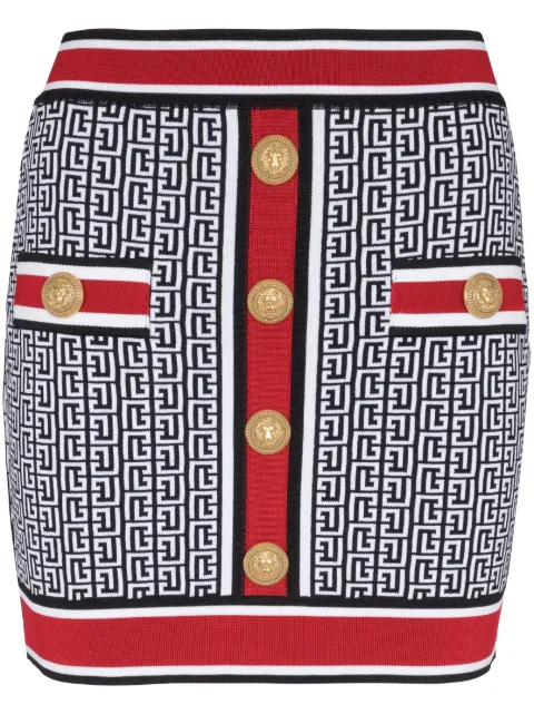 Balmain monogram knitted miniskirt Blue BF1LB292KE89