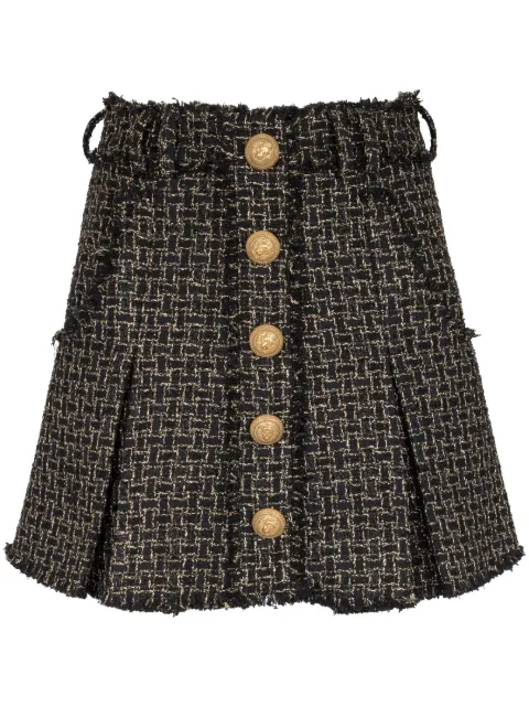 Balmain tweed pleated mini skirt Black BF1LB870VD57