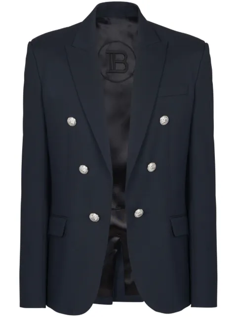 Balmain button-detailed wool blazer Blue BH1SG075WB12
