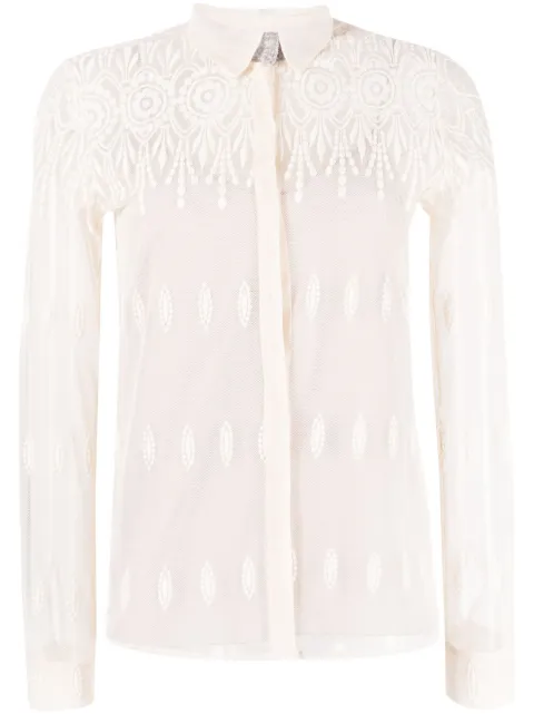 Fabiana Filippi lace-detail semi-sheer shirt Neutrals CAD223F6180000H813
