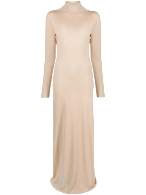 Fabiana Filippi long-sleeve knitted maxi dress Neutrals ABD213F1370000D573