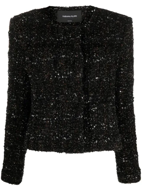 Fabiana Filippi collarless tweed jacket Black GCD223F5180000H785
