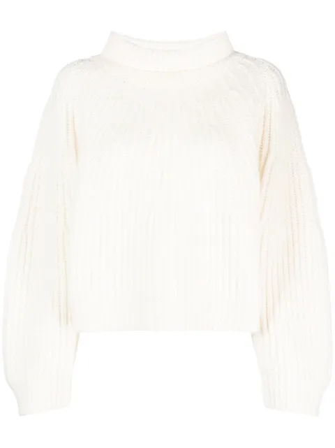 Fabiana Filippi chunky-ribbed roll-neck jumper White MAD223F3550000H854