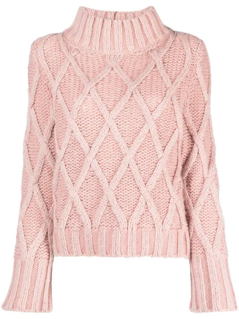 Fabiana Filippi Aran-knit high-neck jumper Pink MAD223F4080000H742