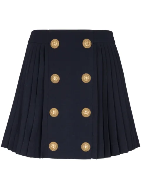 Balmain button-detail pleated miniskirt Black BF1LB875WC09