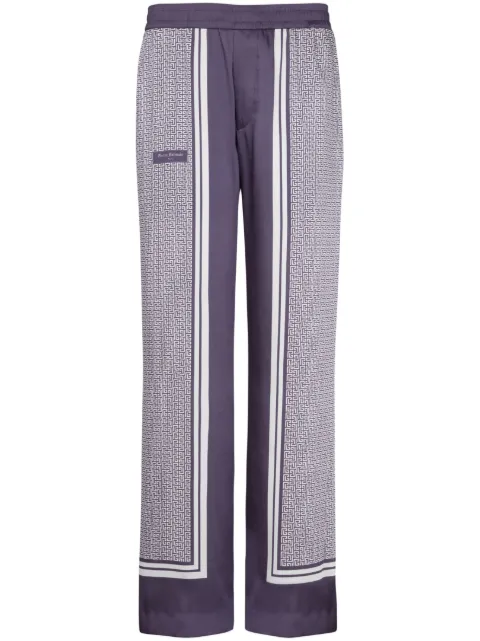 Balmain vertical-print straight-leg trousers Purple BH1PQ260XG34