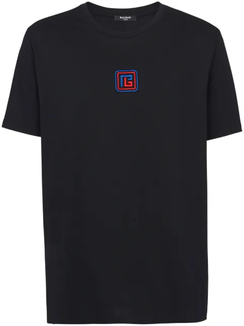 Balmain embroidered-logo short-sleeve T-shirt Black BH1EG010BC43