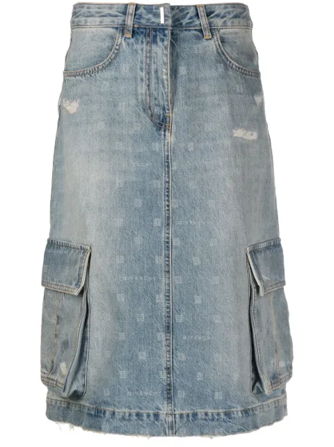 Givenchy monogram-print denim cargo skirt Blue BW40Q75Y61