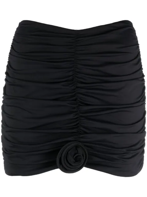 La Reveche Lillibet floral-appliqué gathered miniskirt Black LR23SK