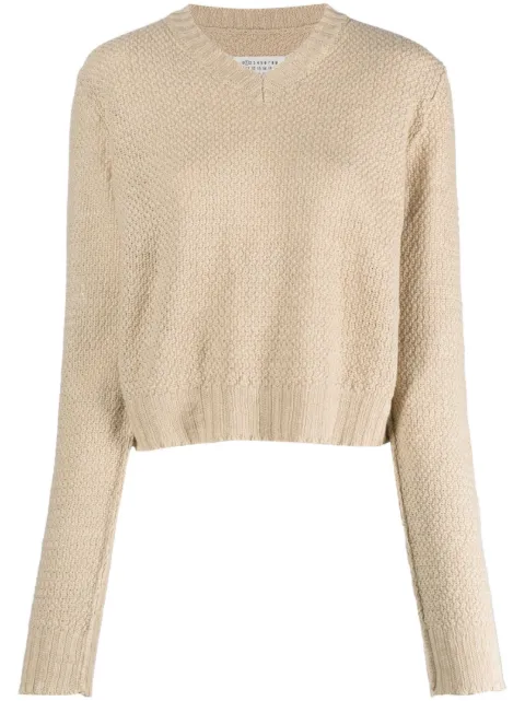 Maison Margiela V-neck basket-weave jumper Neutrals S51HN0001S18200