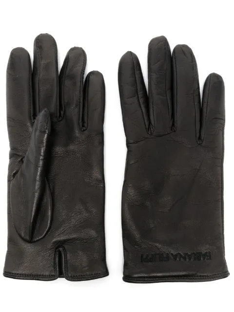 Fabiana Filippi embroidered-logo leather gloves Black SAD213A8800000H912