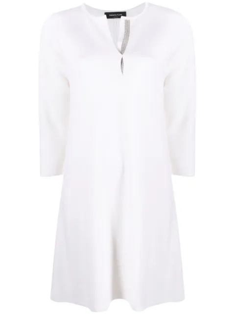 Fabiana Filippi split-neck knitted wool minidress White ABD213F1300000D462