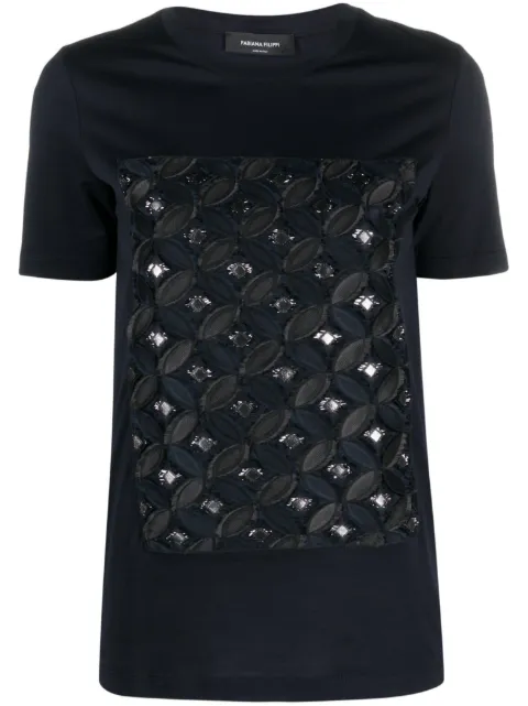 Fabiana Filippi patterned-jacquard crew-neck T-shirt Blue JED223F4730000H763