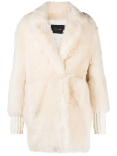 Fabiana Filippi single-breasted faux-fur coat Neutrals PLD223F5880000H811