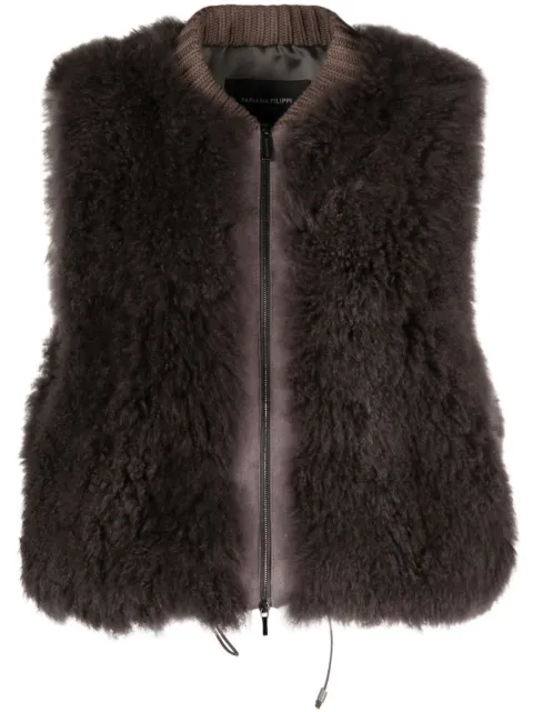 Fabiana Filippi shearling zip-up gilet Grey PLD223F5900000H803