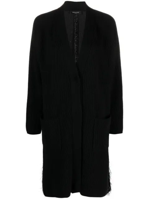 Fabiana Filippi bouclé-detailing knitted cardi-coat Black MAD213F0370000H632