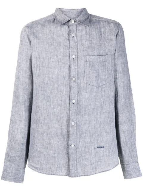 J.Lindeberg mélange-effect long-sleeve linen shirt Grey FMST10240