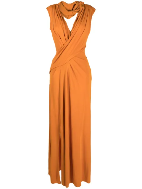Alberta Ferretti draped crossover-detail maxi dress Orange AEF231M04350127