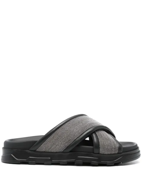 Fabiana Filippi rhinestone-embellished leather slides Black ASD213A8180000H995