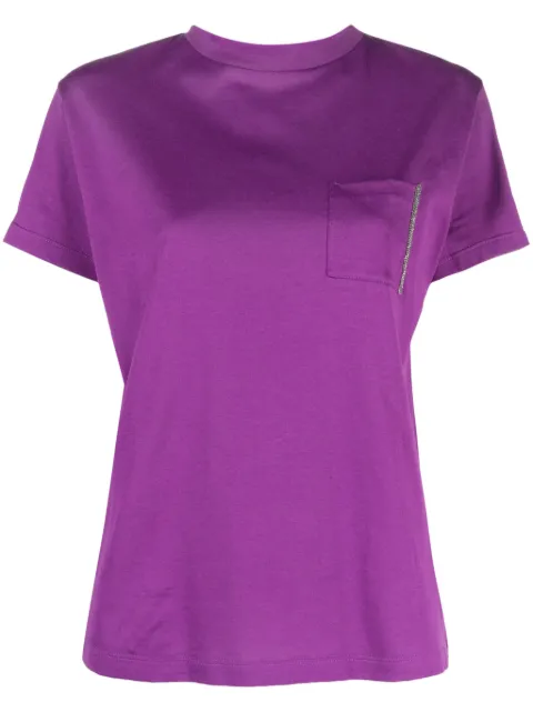 Fabiana Filippi chain-detail cotton T-shirt Purple JEDP04F1080000H648