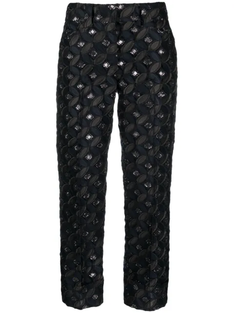 Fabiana Filippi patterned-jacquard cropped trousers Blue PAD223F6600000H773