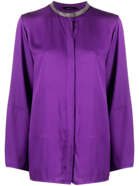 Fabiana Filippi rhinestone-embellished collarless shirt Purple CAD213F2270000D382
