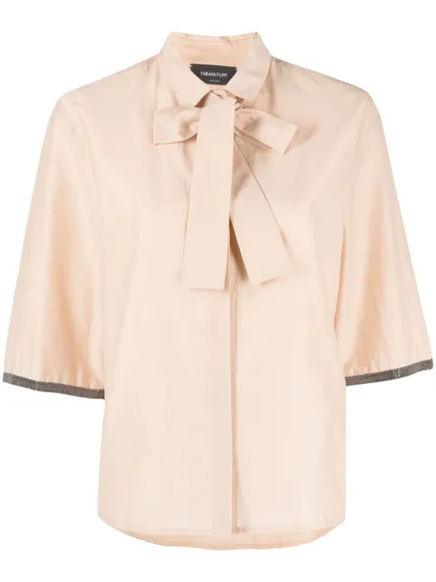 Fabiana Filippi contrast-trim short-sleeve shirt Pink CAD213F2310000D559