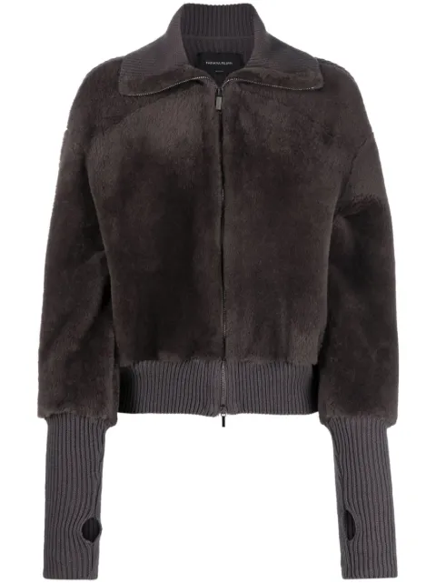 Fabiana Filippi knit-panel zip-up jacket Grey PLD223F5850000H843