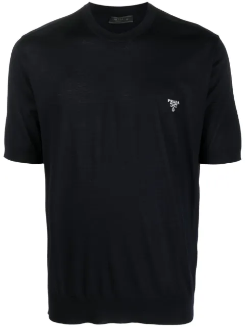 Prada superfine wool crew-neck sweater Blue UMB266S2121ZLE