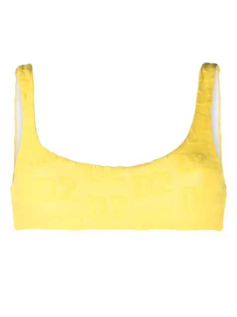 DSQUARED2 flocked-logo bikini top Yellow D6BX03390ISA01