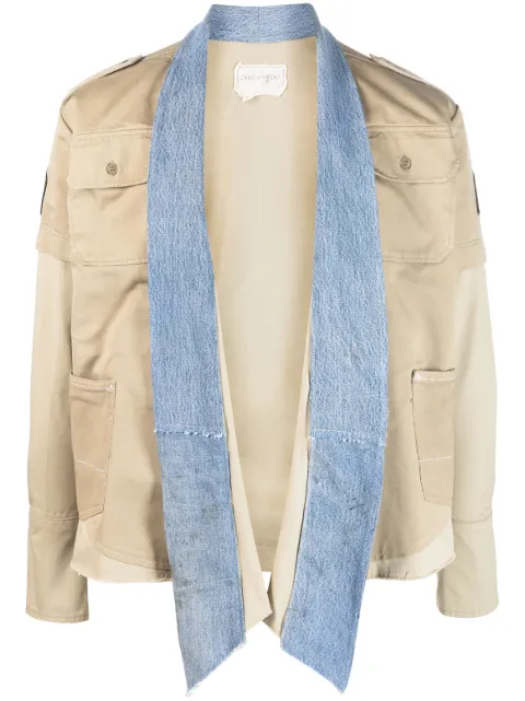 Greg Lauren two-tone cotton military jacket Neutrals FM035