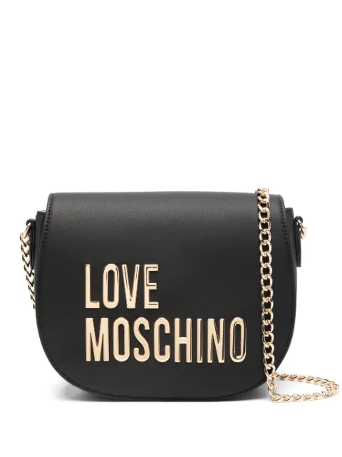 Love Moschino logo-lettering faux-leather crossbody bag Black JC4194PP0HKD0