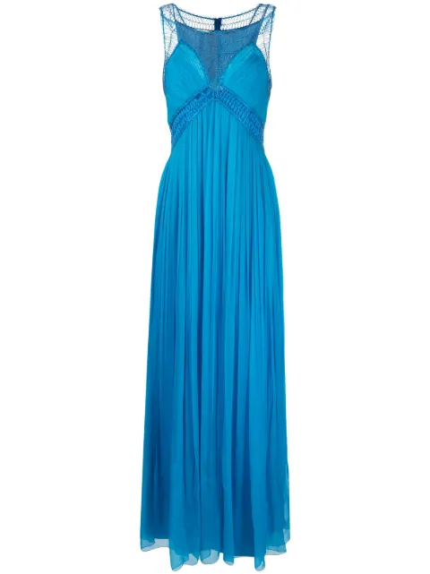 Alberta Ferretti Cornely-embroidered silk maxi dress Blue AEF231M04670114