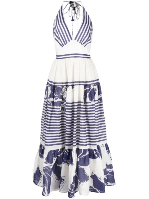Silvia Tcherassi Valerie floral stripes-print dress Neutrals ST230420