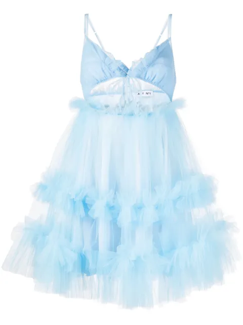 ACT Nº1 tulle ruffled flared dress Blue PSD2314