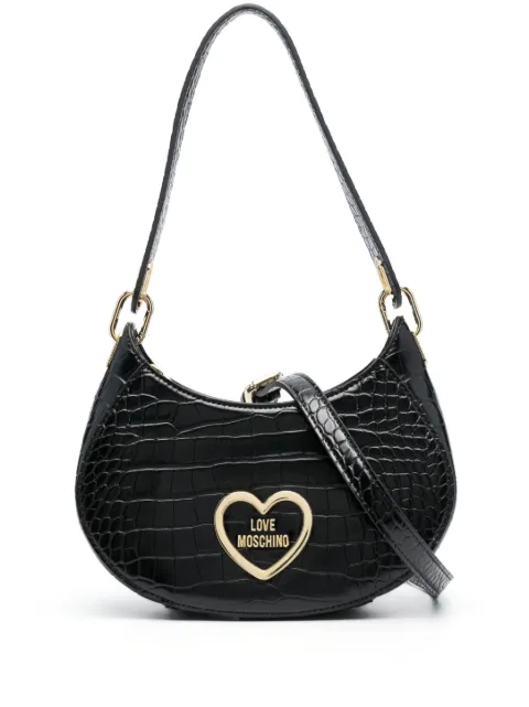 Love Moschino logo-lettering crocodile-effect shoulder bag Black JC4177PP0HKC0