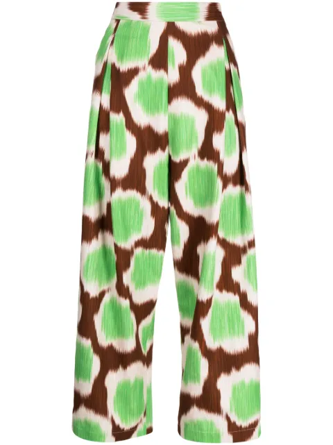 Biyan straight-leg graphic-print trousers Brown PBSS23007