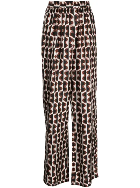 Biyan straight-leg graphic-print trousers Brown PBSS23012