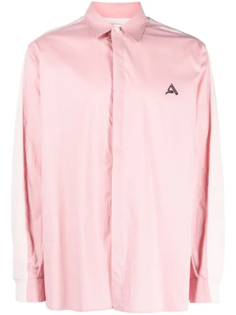 AMBUSH logo-embroidered cotton shirt Pink BMGA073S23FAB0013442