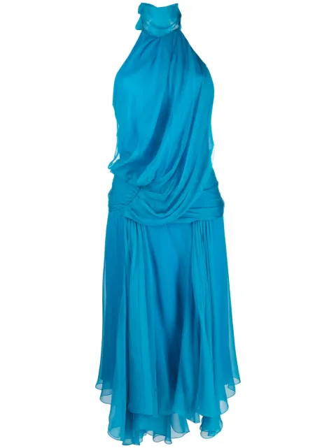 Alberta Ferretti draped asymmetrical-hem dress Blue AEF231M04450114