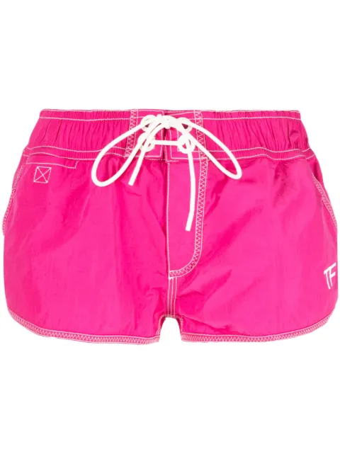 TOM FORD logo-print drawstring shorts Pink SH0045FAX1027