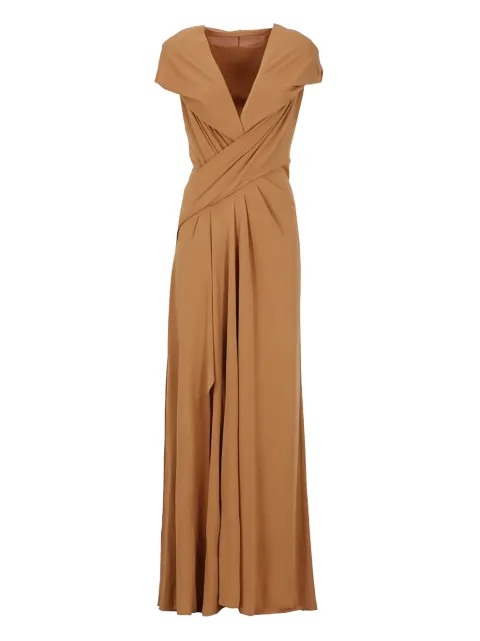 Alberta Ferretti draped-detailing maxi dress Brown A04350127