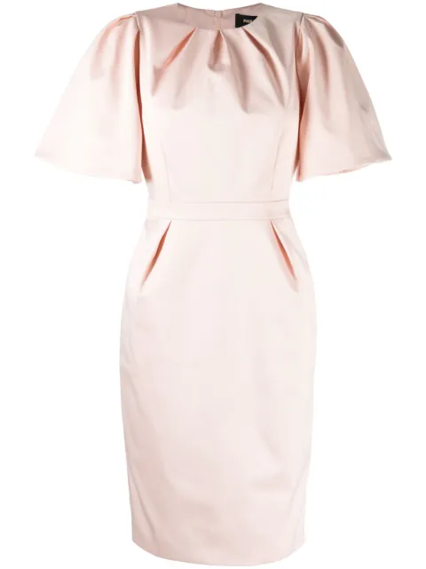 Paule Ka satin-finish flounce-sleeve dress Pink 169R045