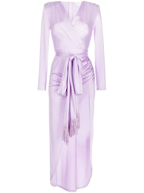 Bronx and Banco wrap-around metallic-effect dress Purple BB16103