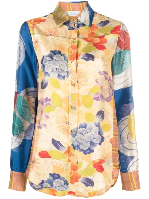 Pierre-Louis Mascia floral-print silk shirt Orange ALOESCML11190