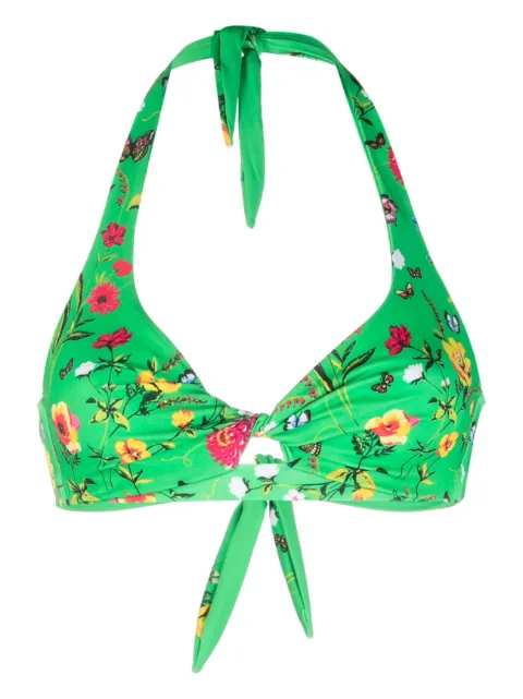 MC2 Saint Barth floral-print twist bikini top Green TRT0001
