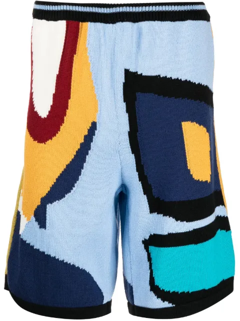Bethany Williams abstract-print knitted shorts Blue BWSS23NKTS