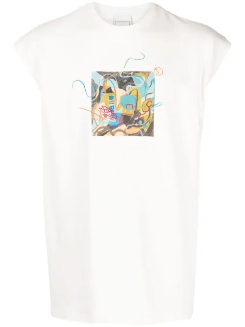 Bethany Williams graphic-print sleeveless T-shirt White BWSS23DV042