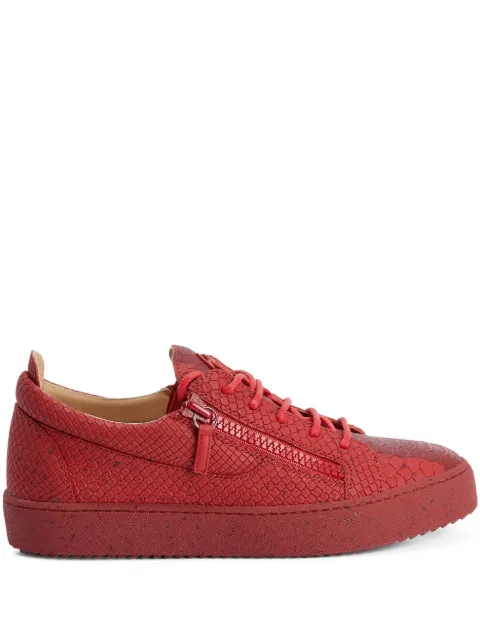 Giuseppe Zanotti Frankie snakeskin-effect double-zip low-top sneakers Red RU20000007