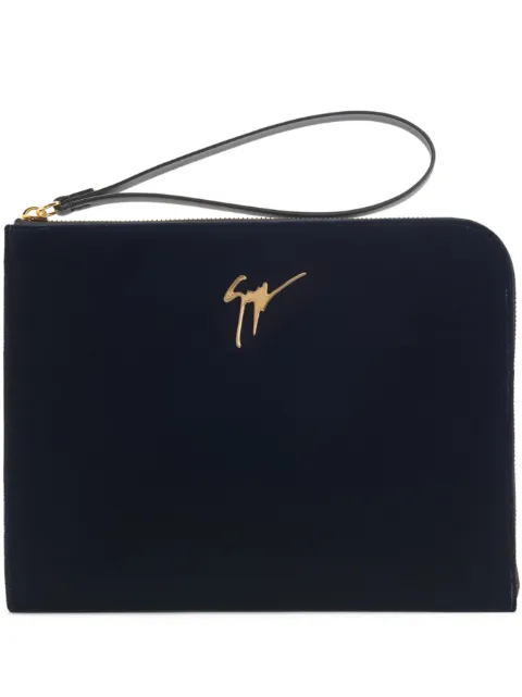 Giuseppe Zanotti Fabian logo-plaque clutch bag Blue IBU3011001